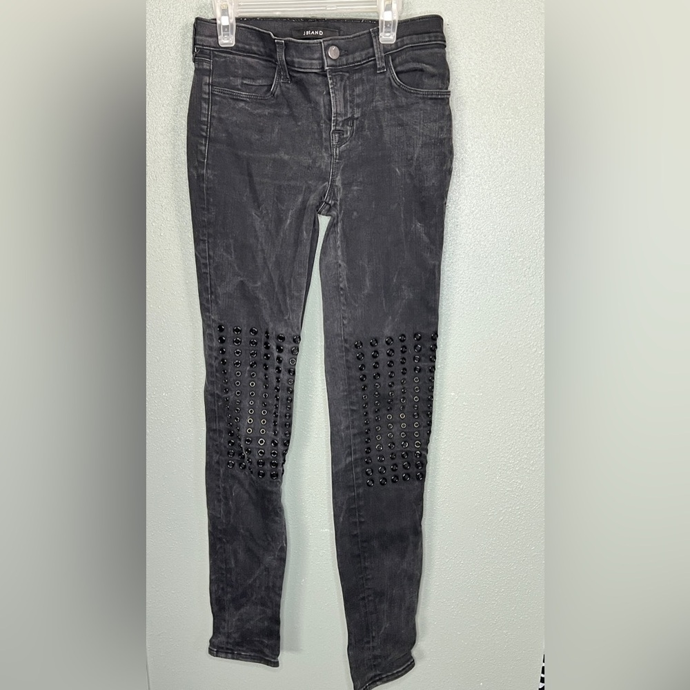 J Brand Ingrid Black Skinny Rivet Jeans Size 26